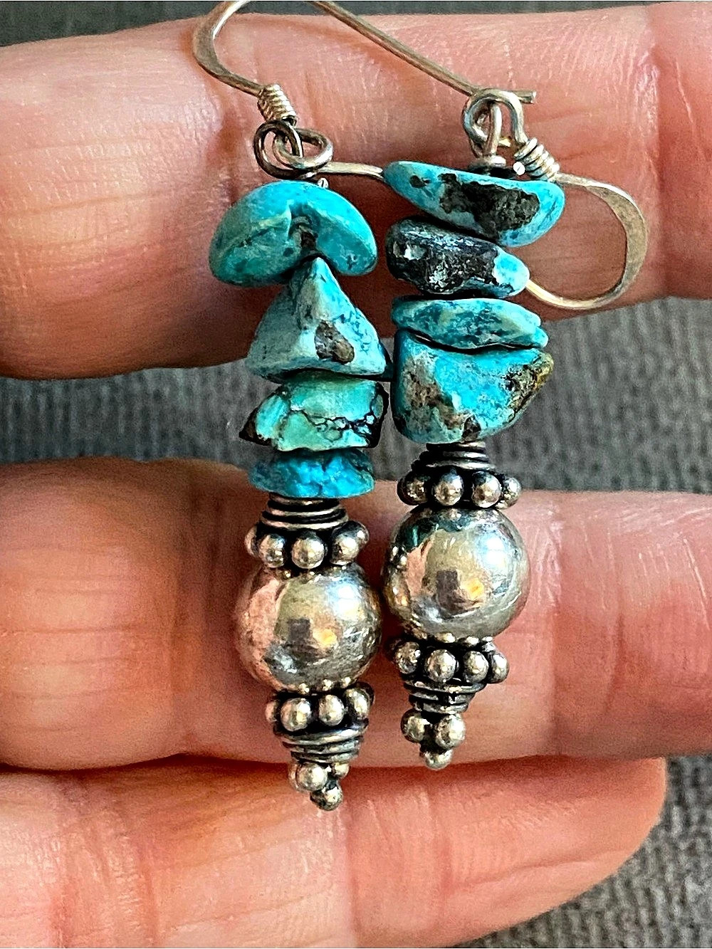 Turquoise Beaded Dangle Earrings